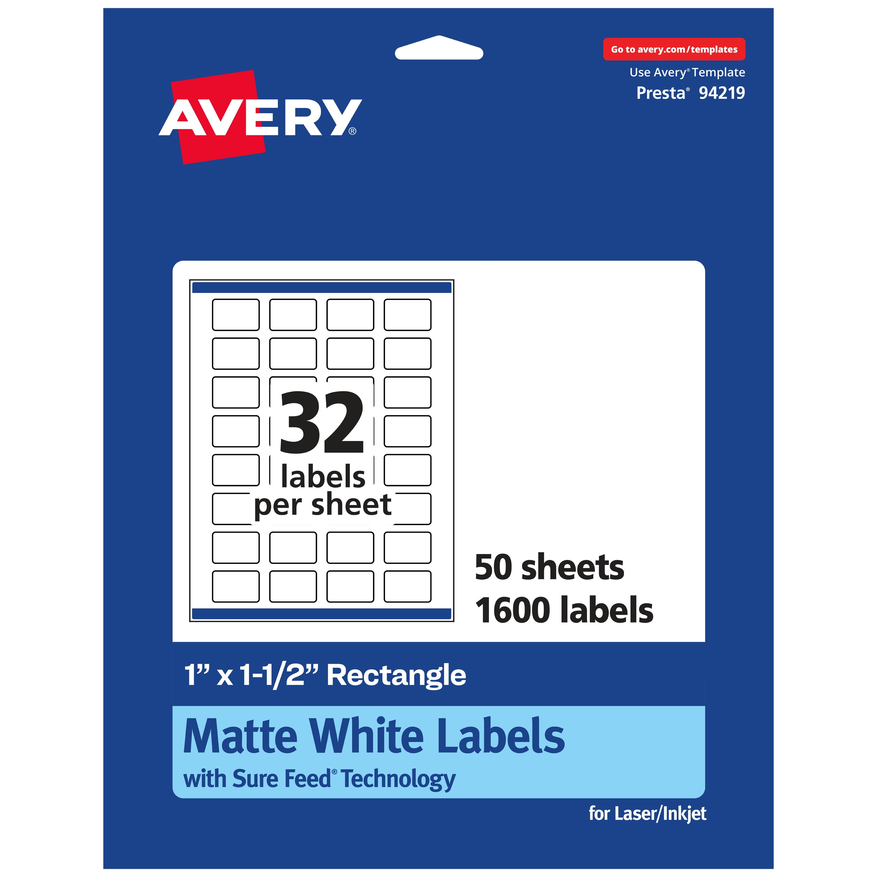 Avery, Matte White Rectangle Labels, 1