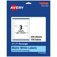 thumbnail image 1 of Avery Matte White Rectangle Labels, 3" x 7", 750 Labels, 1 of 8