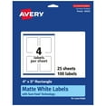 thumbnail image 1 of Avery Matte White Rectangle Labels, 4" x 3", 100 Labels, 1 of 8
