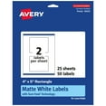 thumbnail image 1 of Avery Matte White Rectangle Labels, 4" x 5", 50 Labels, 1 of 8