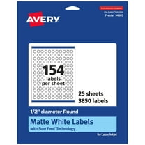 Avery Matte White Round Labels, 1/2" Diameter, 3,850 Labels