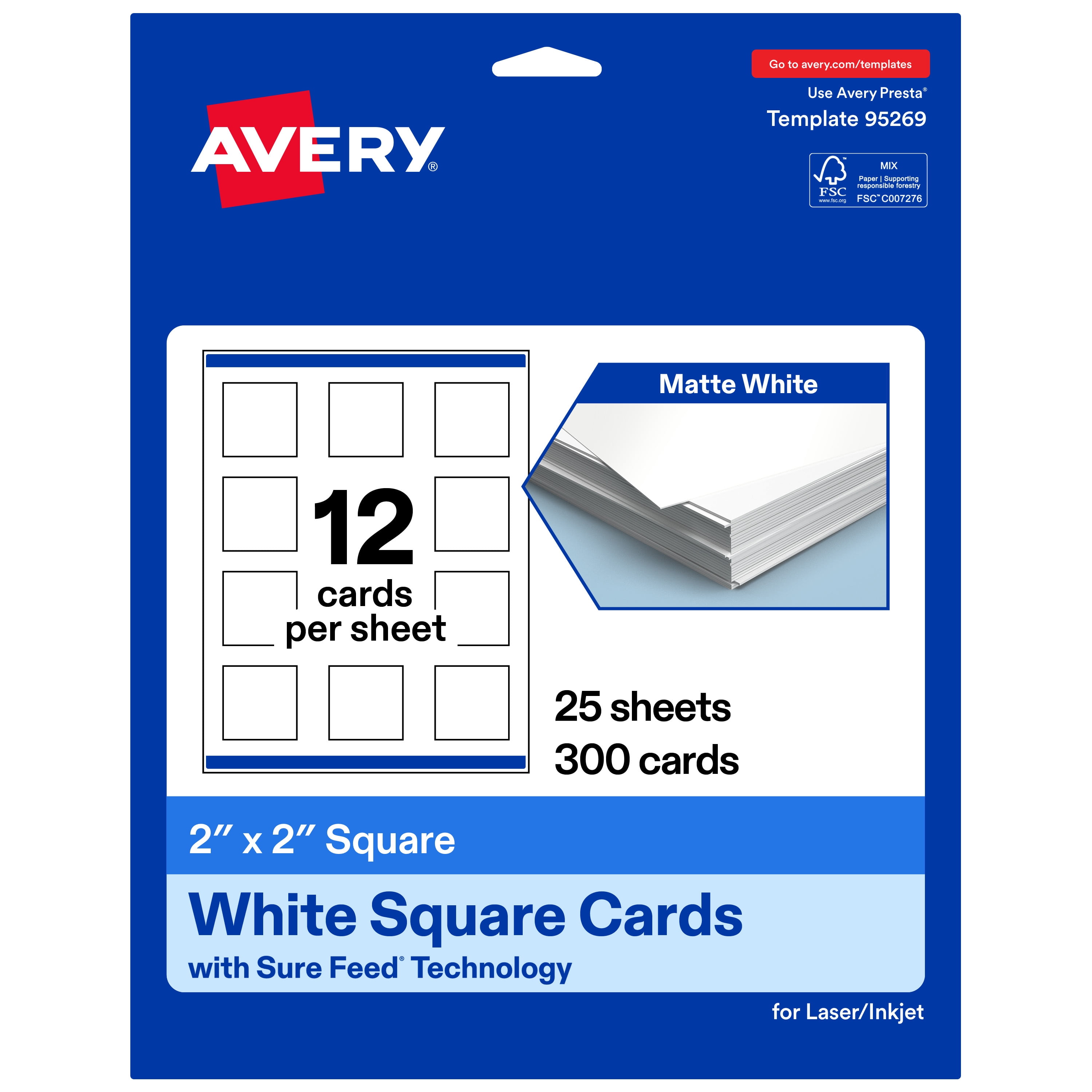 Avery Matte White Square Cards, 2
