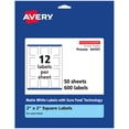 thumbnail image 1 of Avery Matte White Square Labels, 2" x 2", 600 Labels, 1 of 8