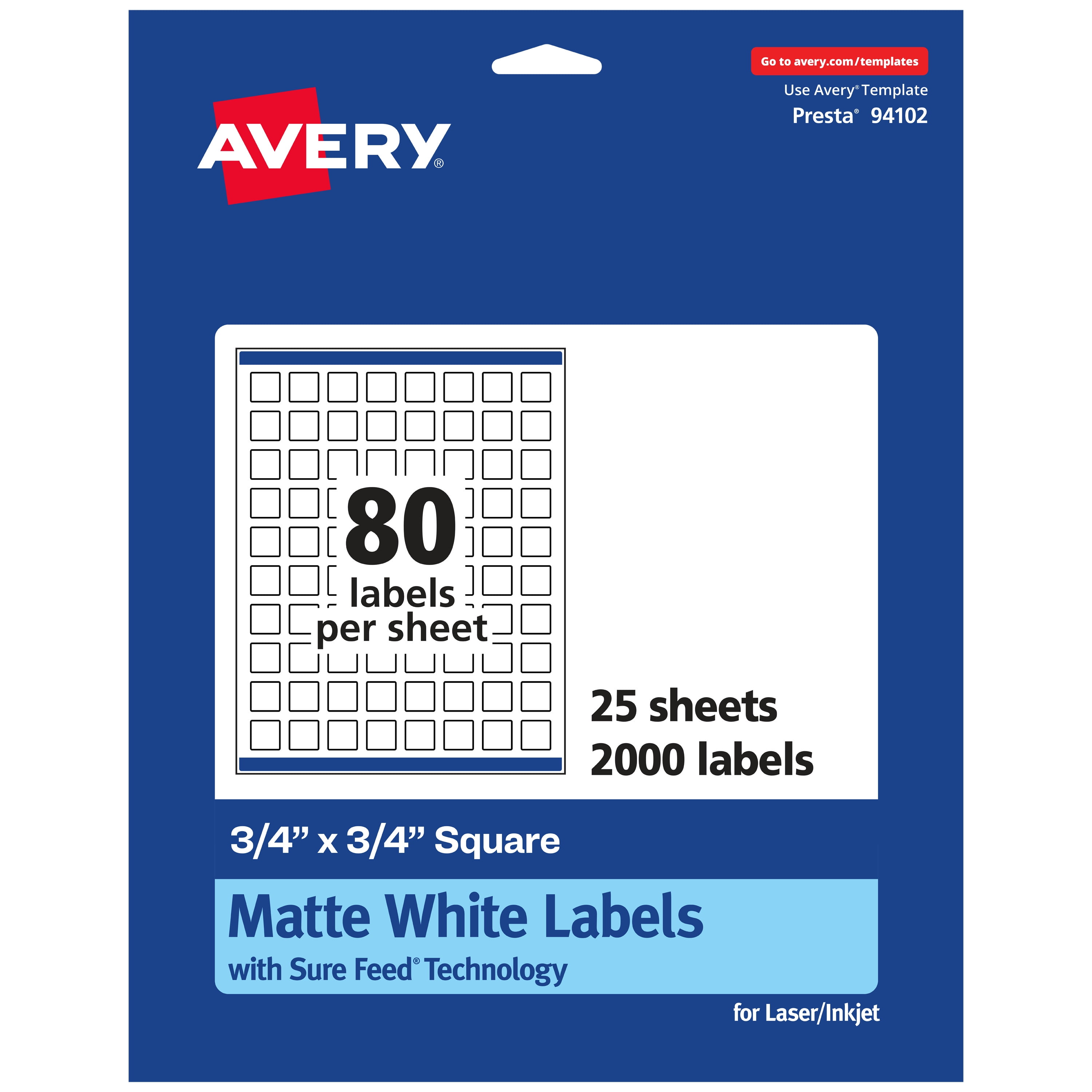 SQUARELINE☆Avery Avery Matte White Multiuse Adhesive Square Labels, 3/4