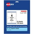 thumbnail image 1 of Avery Matte White Square Labels, 4" x 4", 100 Labels, 1 of 8
