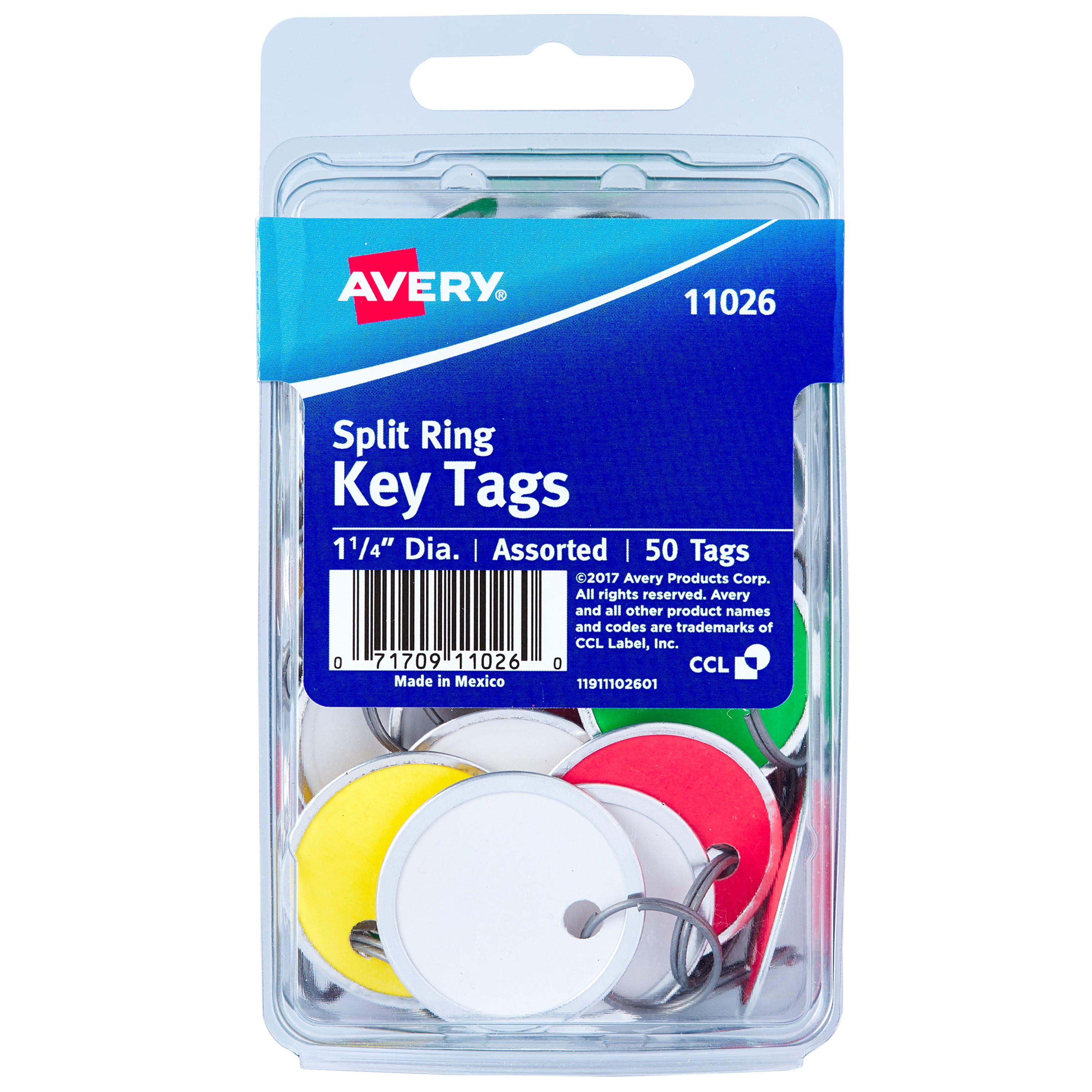 "Avery Round Metal Rimmed Writeable Key Tags, 1-1/4"", Assorted Colors ...
