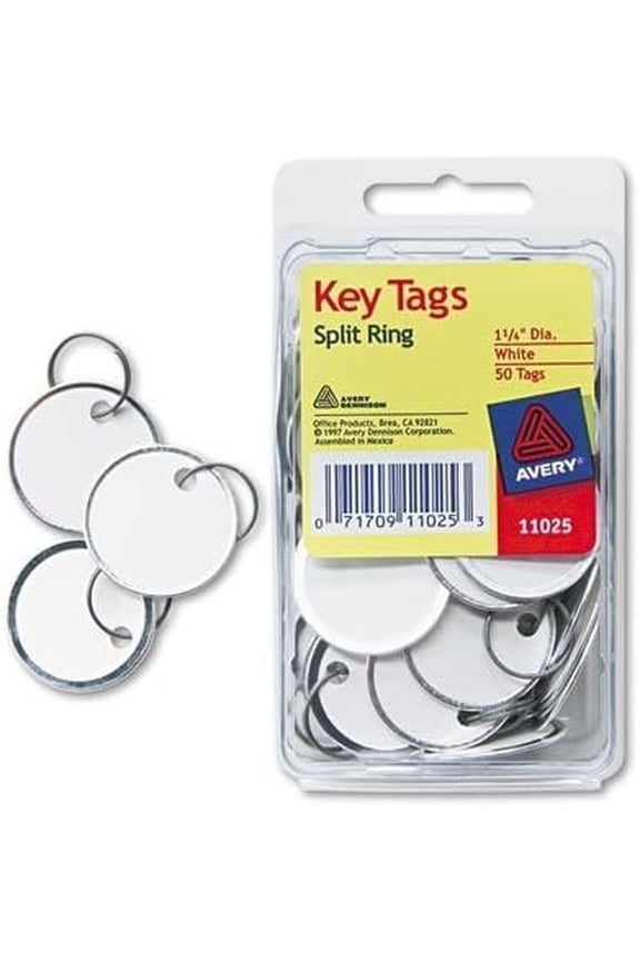 Metal Rim Key Tags - Card Stock, Split Ring - 50 Pack