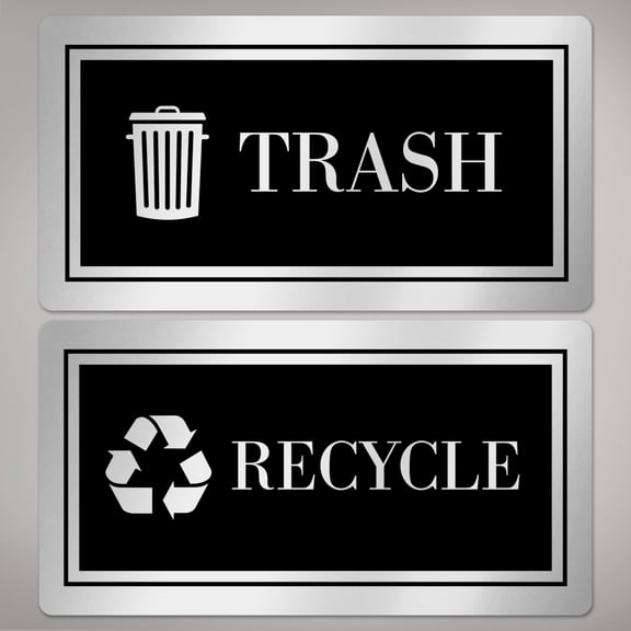 Avery Metallic Rectangle Recycle and Trash Stickers, 2" x 3-3/4", Black, 8 Total