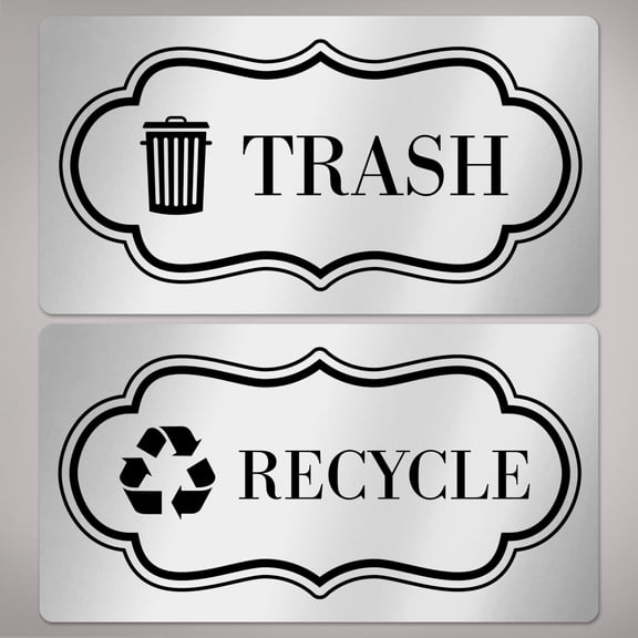 Avery Metallic Scalloped Recycle and Trash Stickers, 2" x 3-3/4", Silver, 8 Total