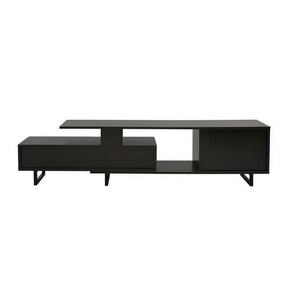 Avery Mid-Century Modern TV Stand with MDF Cabinet & Powder Coated Steel Legs, Phantom Grey