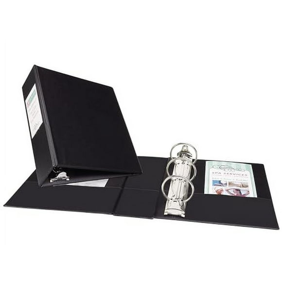 Avery Mini Durable 3 Ring Binder, 2" Round Rings, Holds 5.5" x 8.5" Paper, Label Holder, 1 Black Binder (27554)