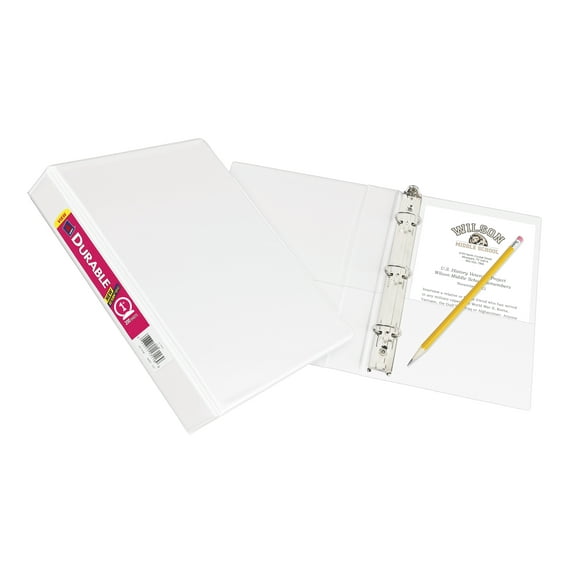 Avery Mini Durable View Binder, 1" Round Rings, 175-Sheet Capacity, 5-1/2" x 8-1/2", DuraHinge, White (17116)