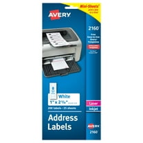 Avery Mini-Sheets Address Labels, Permanent Adhesive, 1" x 2-5/8", 200 Labels (2160)