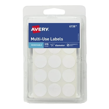 Avery Multi-Use Labels, 3/4" Round, Paper, Removable, White, Handwrite, 315 Labels