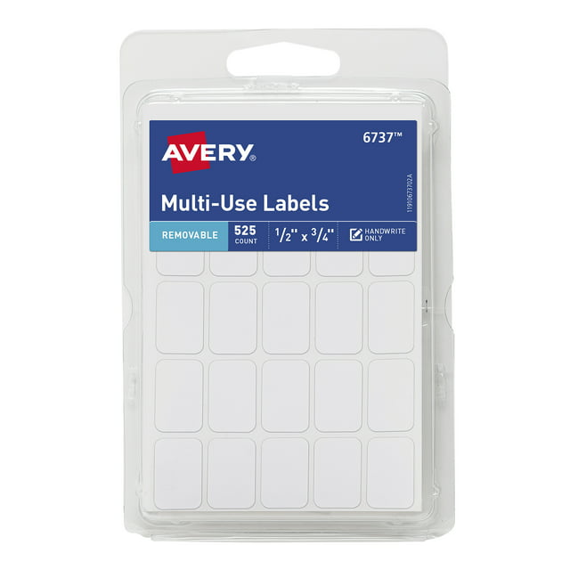 Avery Multi-Use Labels, White, 1/2" x 3/4", Removable, Handwrite, 525 Labels 0.071 lb (16737)