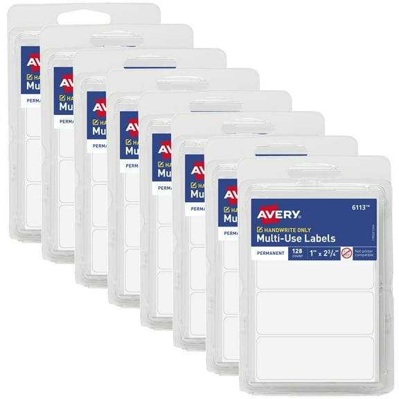 Avery Multi-Use Permanent Labels, 1" x 2.75", 8 Packs (21923)