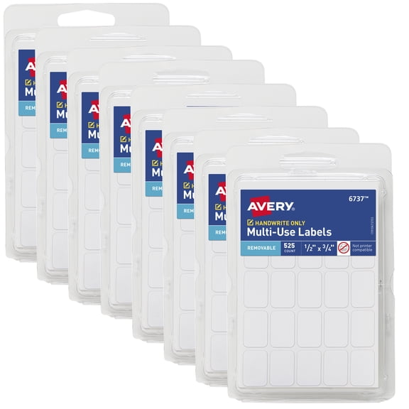 Avery Multi-Use Removable Labels, 1/2" x 3/4", 8 Packs (21934)