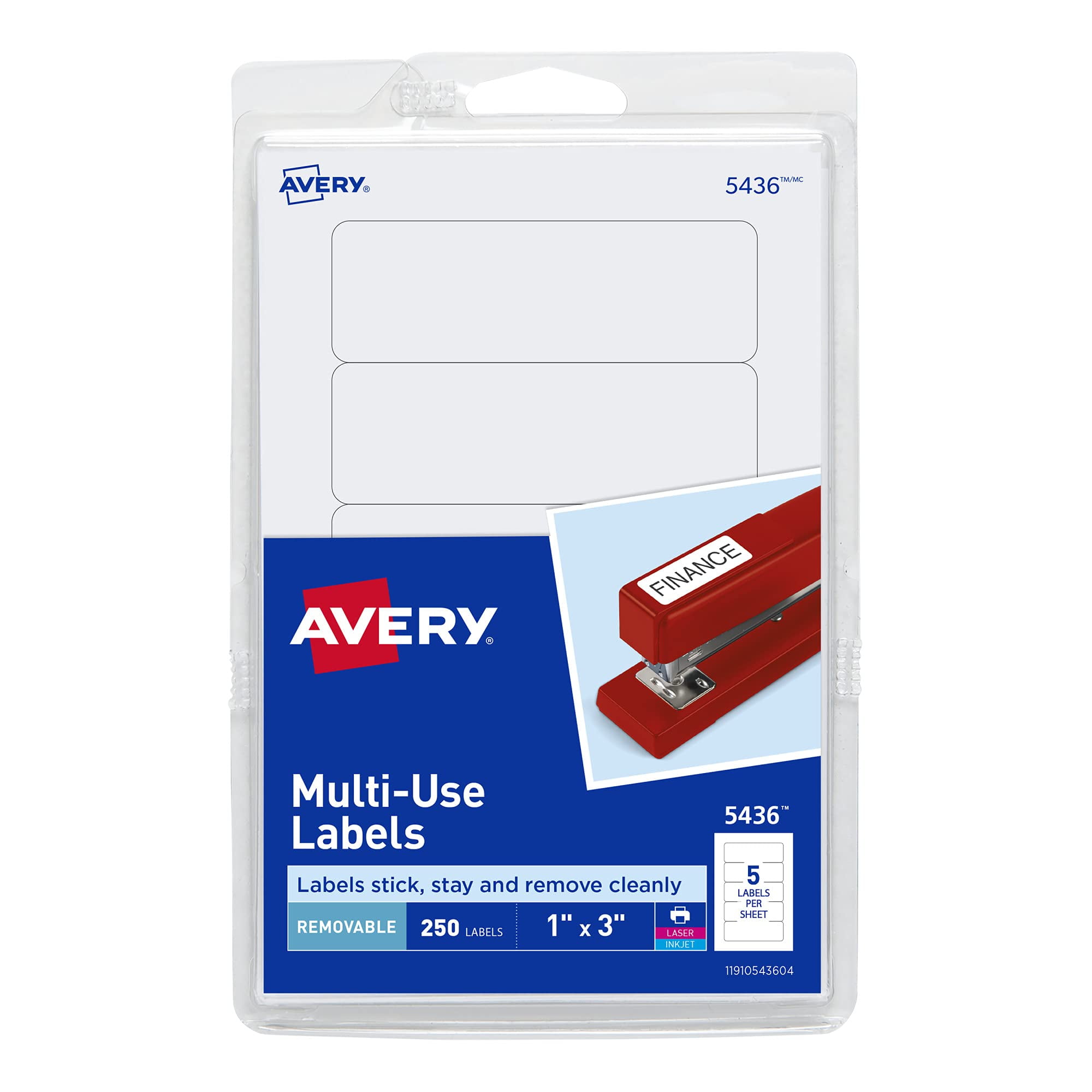 Avery MultiUse Removable Labels, 1" x 3", Print or Write ID Labels