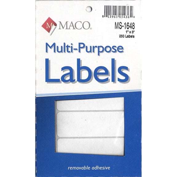 Avery(R) White Removable Print or Write Labels 5436, 1" x 3", Pack of 250