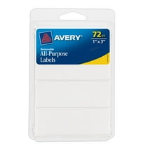 Avery Multiuse Removable Labels, 1" x 3" Rectangle Labels, White, Non-Printable, 72 Total (6728)