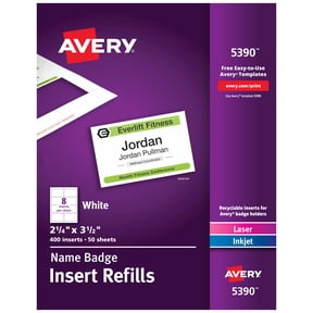 Avery Name Badge Inserts, 2.25" x 3.5", 400 Inserts (5390)