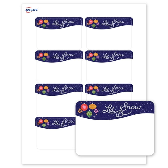 Avery Name Badges, 2-1/3" x 3-3/8", Silver-Snowflakes, Matte, 80ct