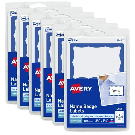 Avery Name Tags, 2-1/3" x 3-3/8", Blue Border, 600 Total (44144)