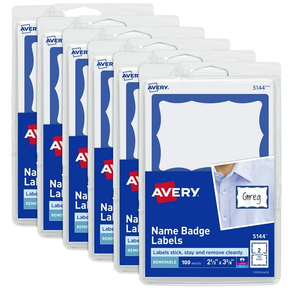 Avery Name Tags, 2-1/3" x 3-3/8", Blue Border, 600 Total (44144)