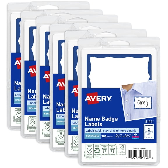Avery Name Tags, 2-1/3" x 3-3/8", Blue Border, 600 Badges