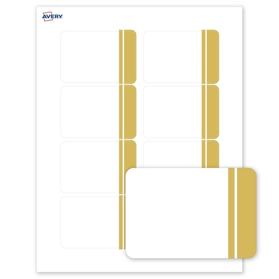 Avery® Name Tags, 2-1/3" x 3-3/8", Double-Dipped Gold Edge, 80ct