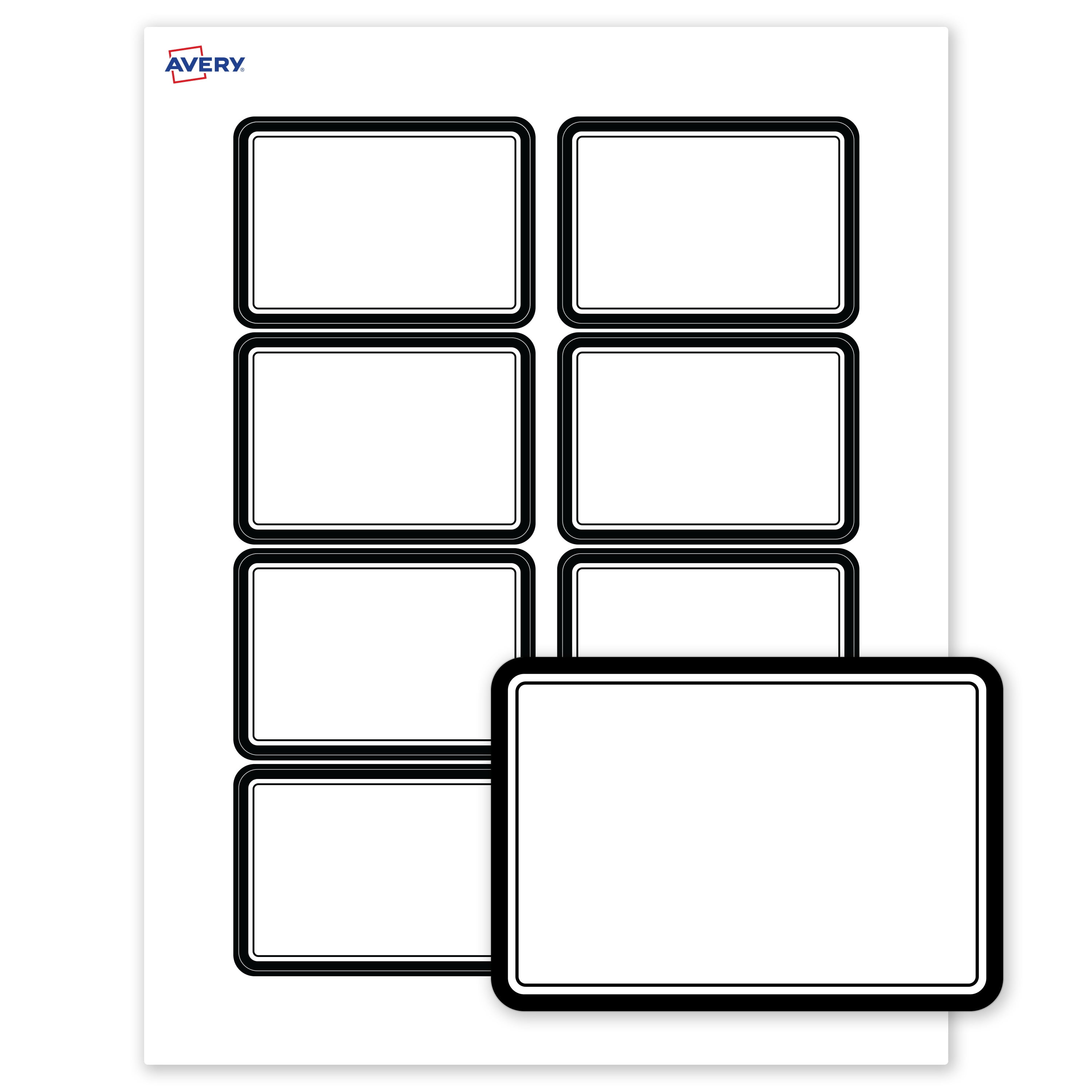 Avery Name Tags, 2-1/3" x 3-3/8", Matte White, Double Black Border