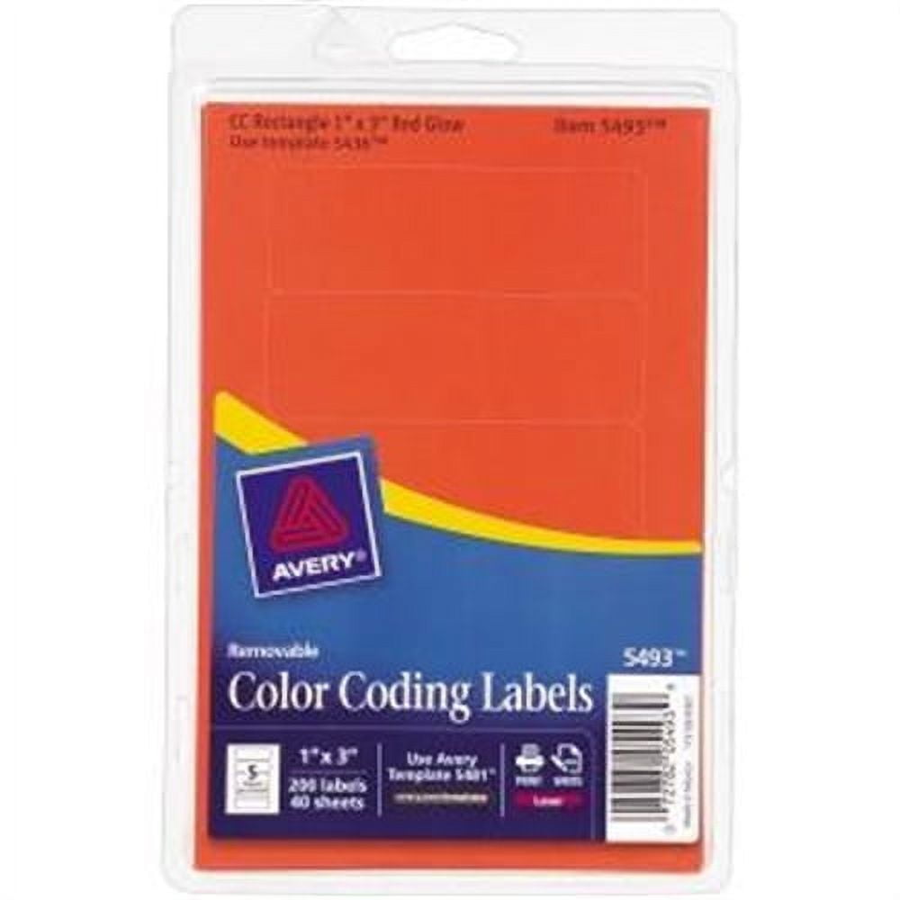 Avery Neon Red Removable Print or Write Color Coding Labels for Laser