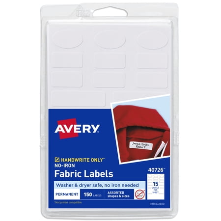 Avery No-Iron Fabric Labels, Assorted, 150ct (40726)