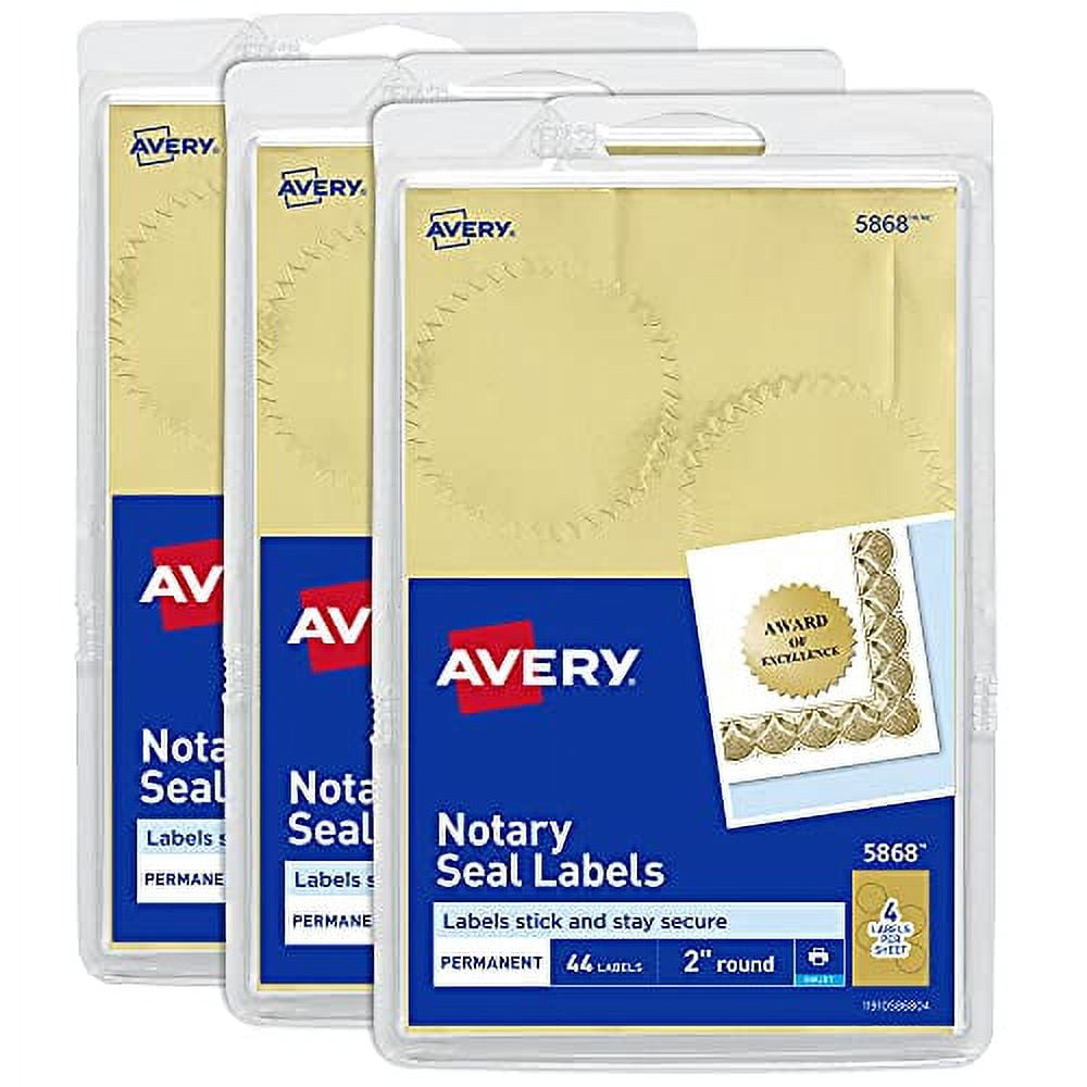 Avery Notary Seal Labels, 2" Diameter, Printable Gold Certificate Seals