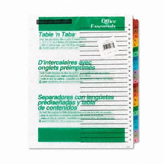 Avery Office Essentials Table N Tabs Dividers 26-Tab A-Z Letter Assorted One Set - Multicolor