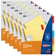 Avery  Paper Dividers, Insertable Big Tab , 5-Tab, Multicolor, 6 Sets