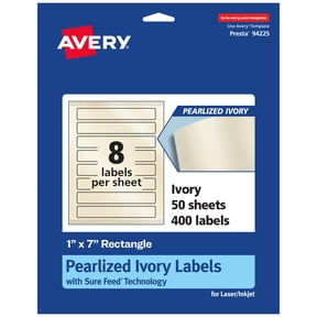 Avery Pearlized Ivory Rectangle Labels, 1" x 7", 400ct