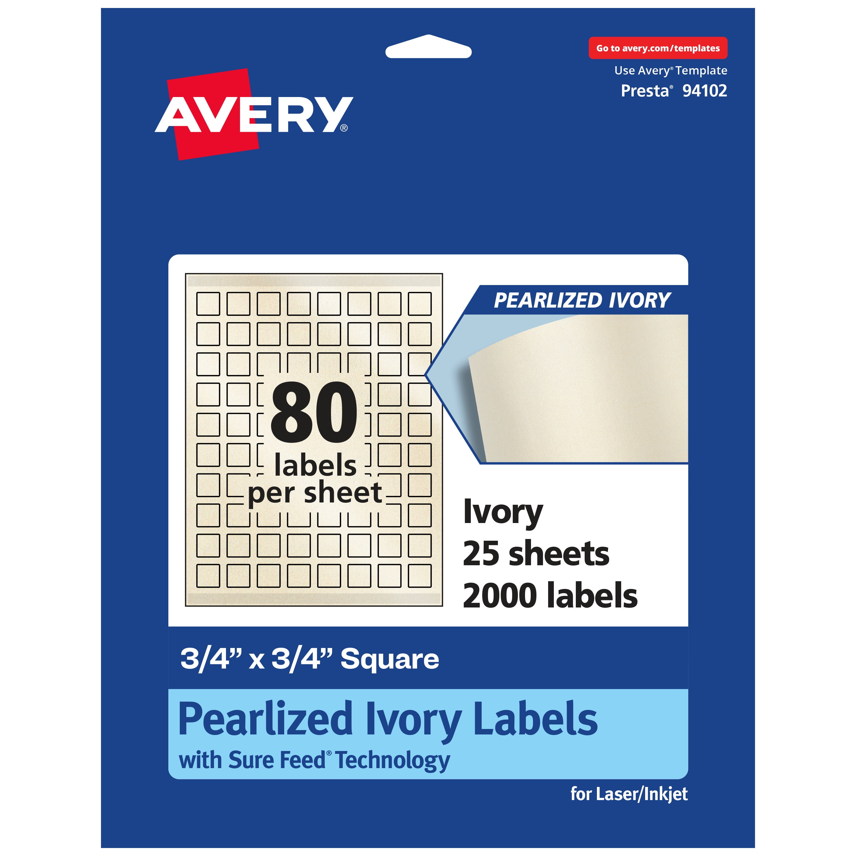 Avery Pearlized Ivory Square Labels, 3/4" x 3/4", 2,000ct - Walmart.com