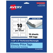 Avery Perforated Price Tags, 1-1/2" x 3", Glossy White, 100 Total