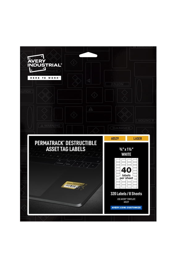 PermaTrack Destructible Asset Tag Labels, 3/4" x 1-1/2", 320 Asset Tags (60529)