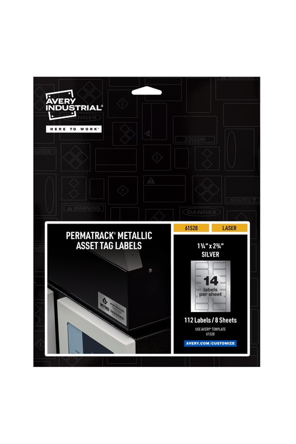 PermaTrack Metallic Asset Tag Labels, 1-1/4" x 2-3/4", 112 Asset Tags (61528)