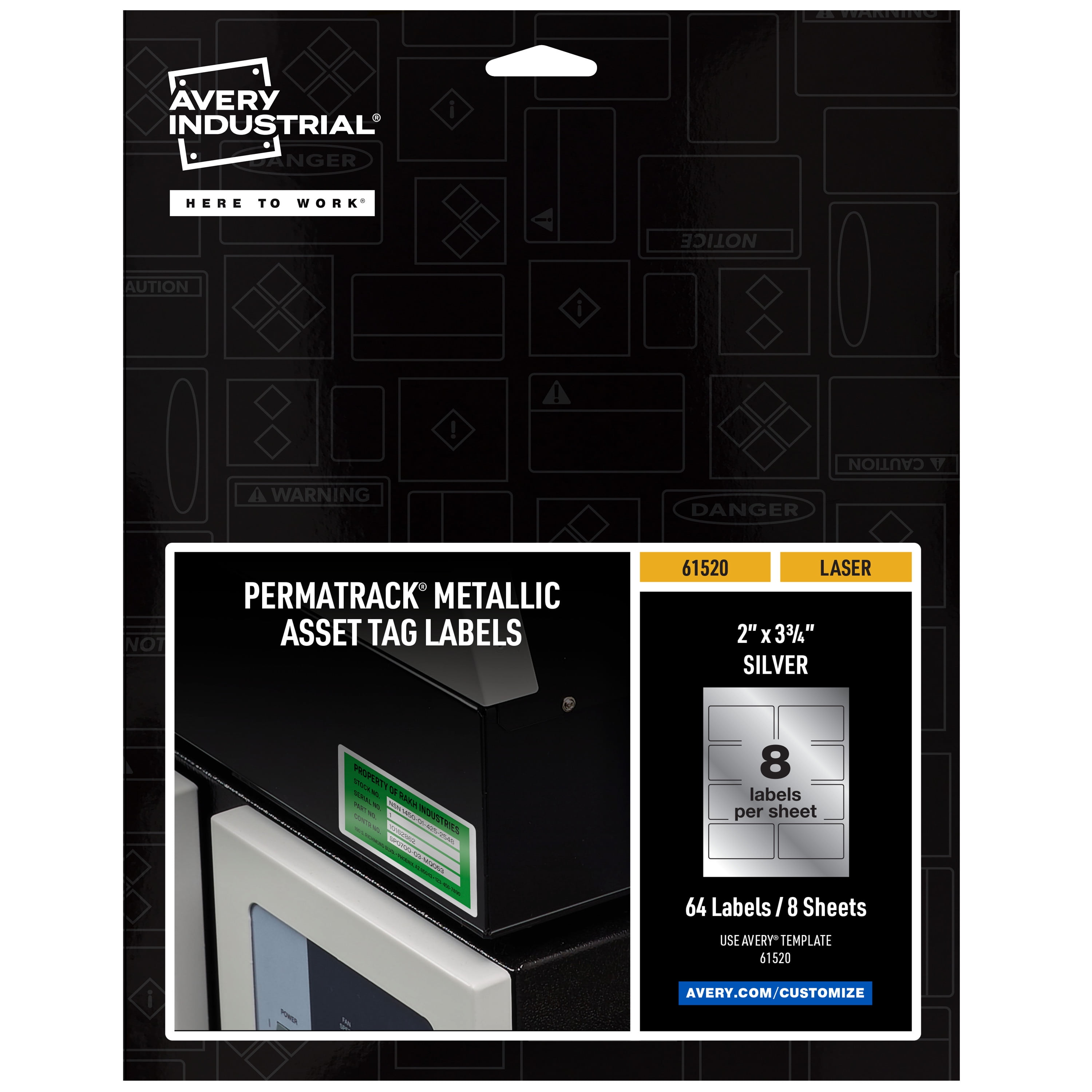 Avery PermaTrack Metallic Asset Tag Labels, 2" x 3-3/4", 64 Asset Tags