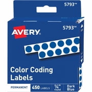 Avery Permanent Self-Adhesive Round Color-Coding Labels, 1/4" dia, Dark Blue, 450/Pack