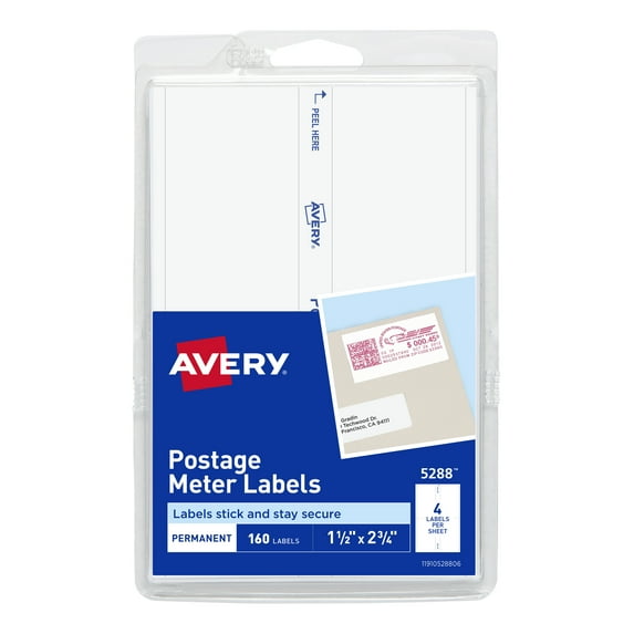 Avery Postage Meter Labels, Permanent Adhesive, 1-1/2" x 2-3/4", 160 Labels (5288)