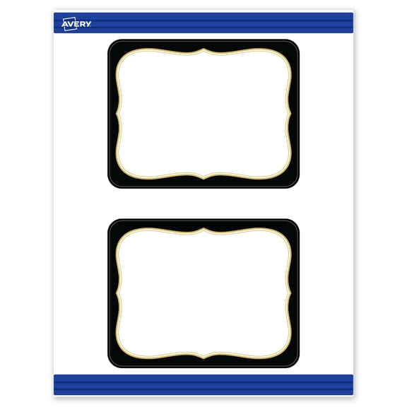 Avery Postcards, 4.25" x 5.5", Matte White, Black/Gold Flourish