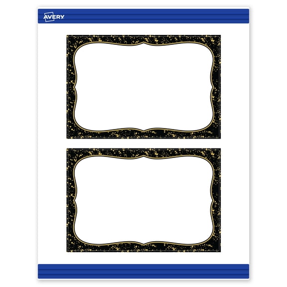Avery Postcards, 4" x 6", Black with Gold Specs Design, Matte