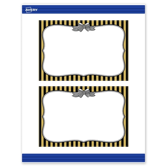 Avery Postcards, 4" x 6", Gold & Black Stripes with Bow, Matte