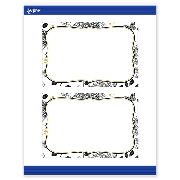 Avery Postcards, 4" x 6", Gold Flourish & Black Florals, Matte