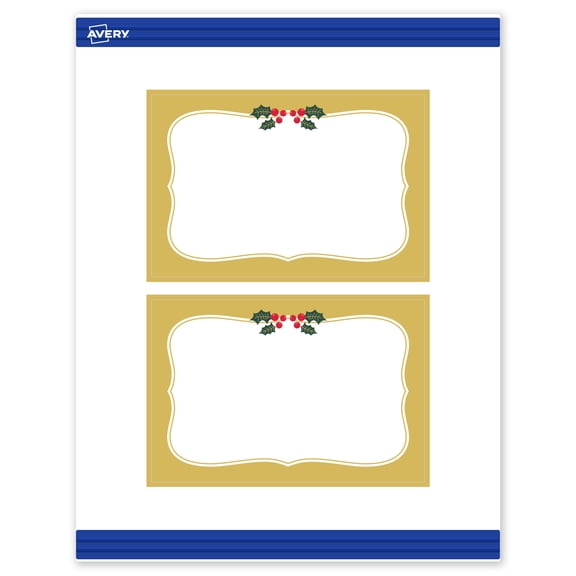Avery Postcards, 4" x 6", Gold-Metallic Berries, Matte, 20ct