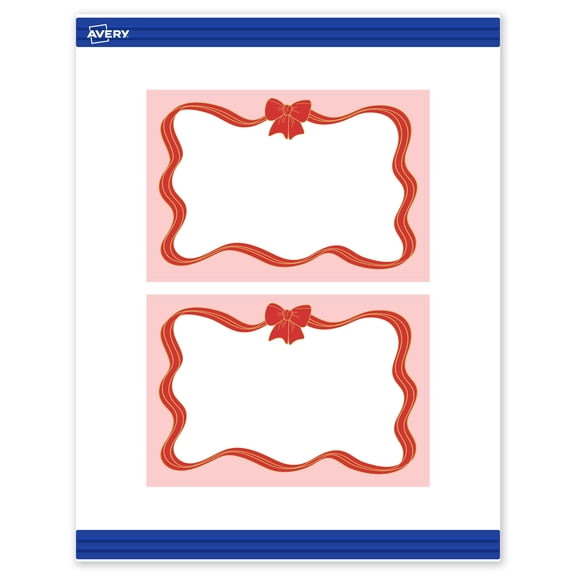 Avery Postcards, 4" x 6", Gold-Pink Bow, Matte, 20ct